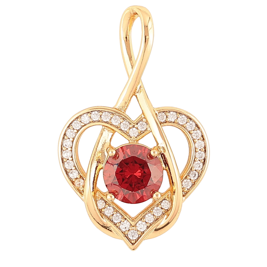 Кулон Xuping Позолота 18K «Сердечко з червоним фіанітом і цирконієм» для ланцюжка до 4мм фото №1