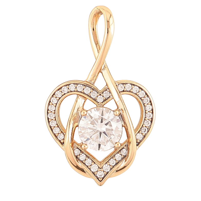 Кулон Xuping Позолота 18K «Сердечко з фіанітом і цирконієм» для ланцюжка до 4мм фото №1