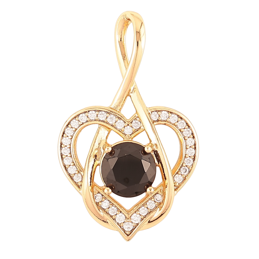 Кулон Xuping Позолота 18K «Сердечко з чорним фіанітом і цирконієм» для ланцюжка до 4мм фото №1