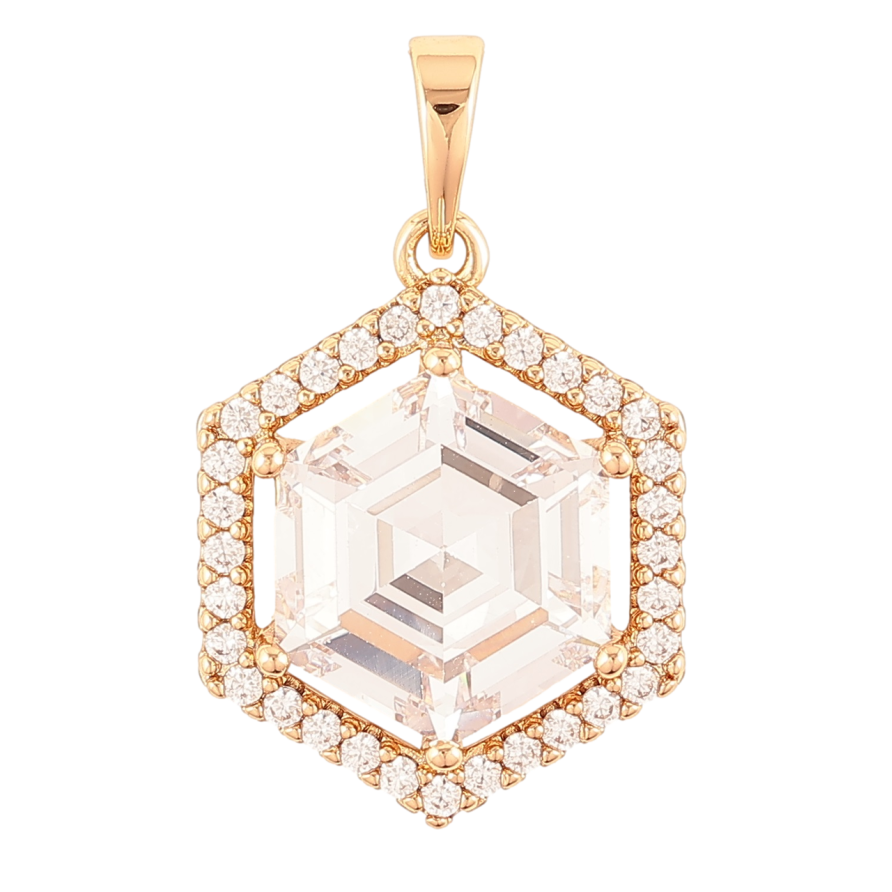 Кулон Xuping Позолота 18K Кристальный шестиугольник для цепочки до 6мм фото №1