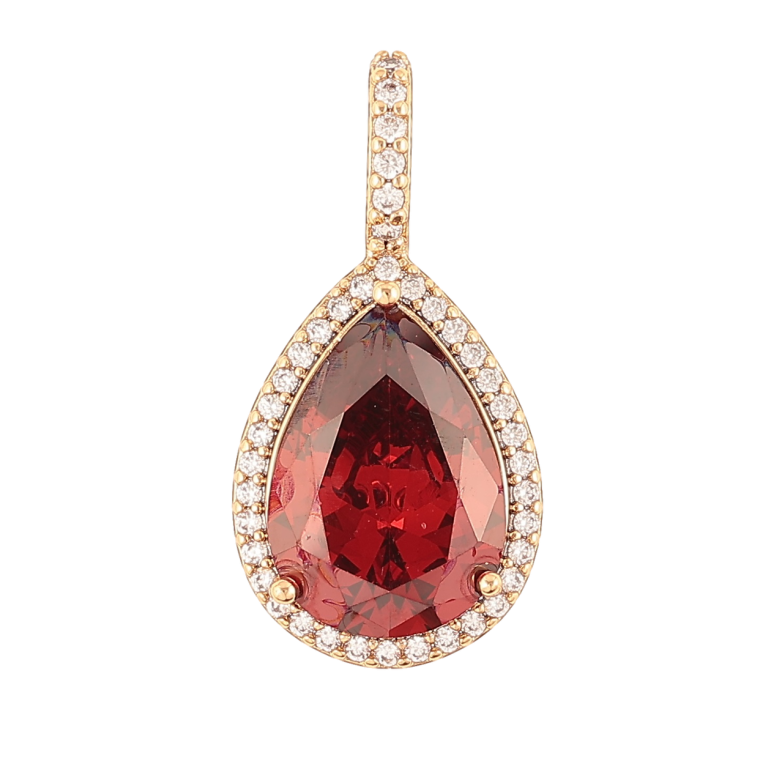 Кулон Xuping Позолота 18K Красный фианит в обрамлении циркония для цепочки до 4мм фото №1