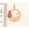 Кулон Xuping Позолота 18K Колечко с цветочками, красная эмаль и цирконий для цепочки до 6мм фото №2
