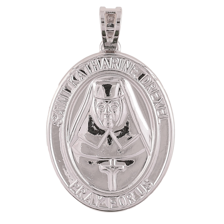 Кулон Xuping Родій «Ладанка «Свята Катаріна Дрексел молиться за нас» для ланцюжка до 7мм фото №3 Кулон Xuping Родій «Ладанка «Свята Катаріна Дрексел молиться за нас» для ланцюжка до 7мм фото №3