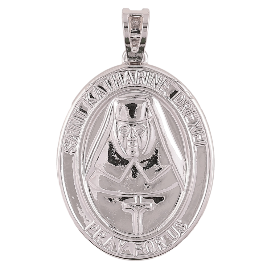 Кулон Xuping Родій «Ладанка «Свята Катаріна Дрексел молиться за нас» для ланцюжка до 7мм фото №1