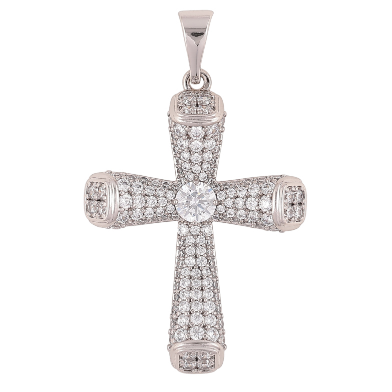 Кулон Xuping Родій «Хрест з інкрустацією цирконієм» для ланцюжка до 7мм фото №1