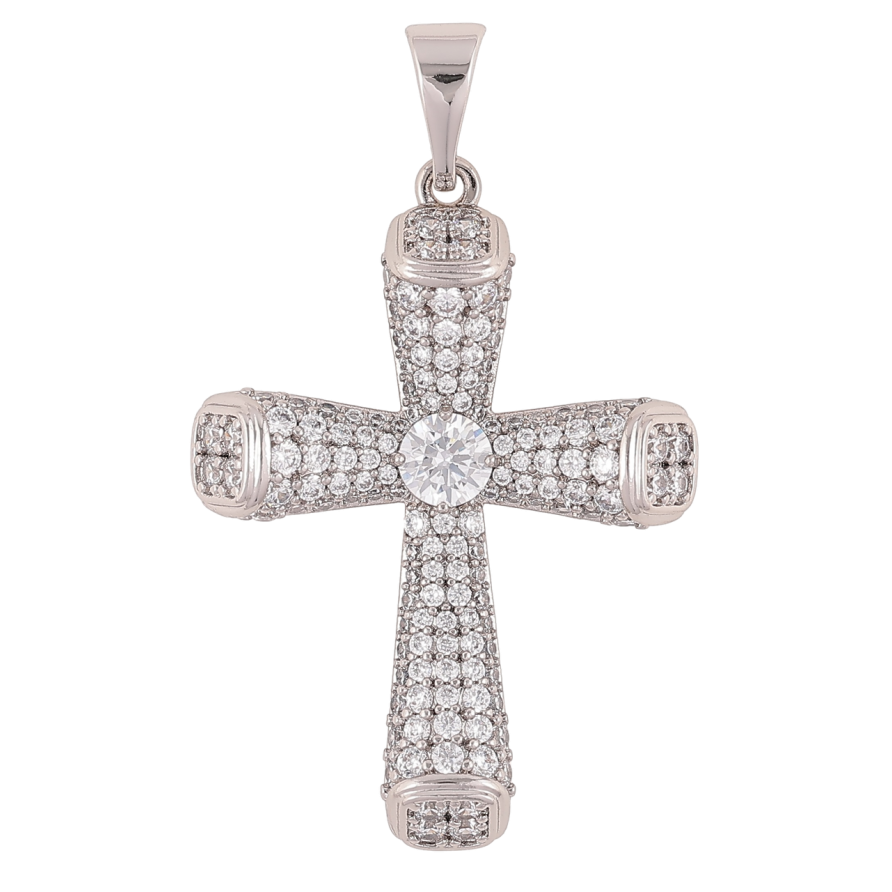 Кулон Xuping Родій «Хрест з інкрустацією цирконієм» для ланцюжка до 7мм фото №1