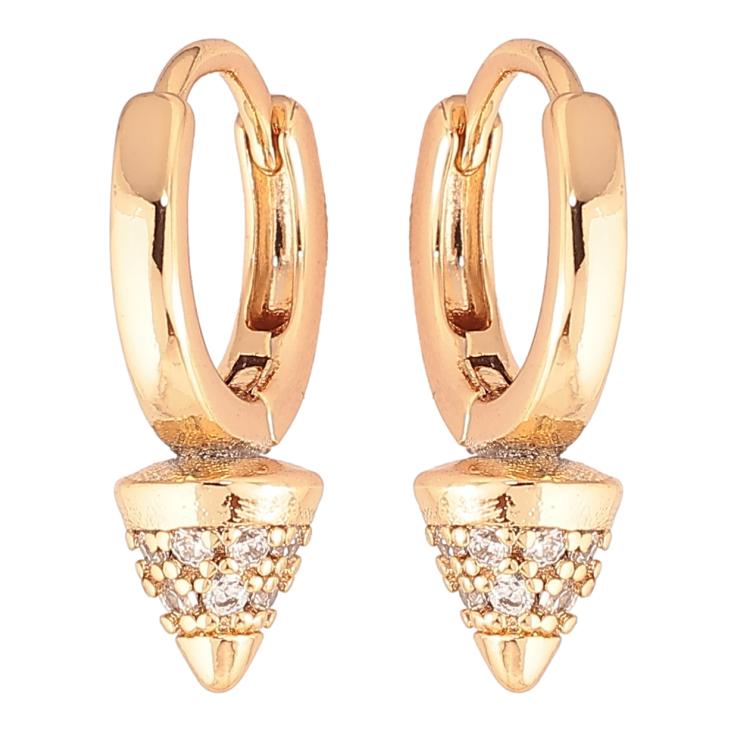 Серьги Xuping Позолота 18K колечки Конусы с цирконием фото №2