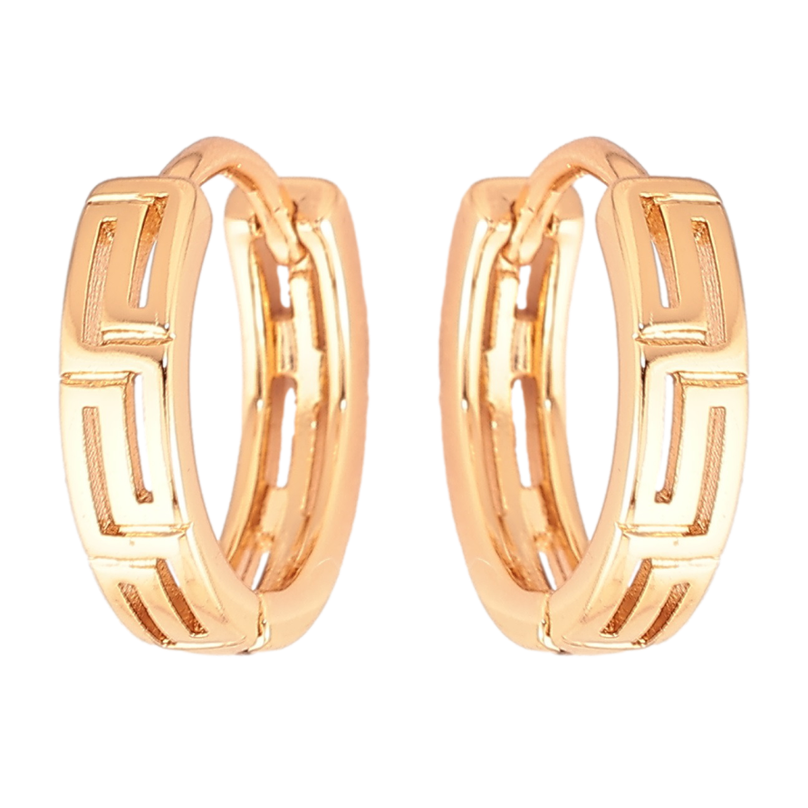 Серьги Xuping Позолота 18K колечки Греческий узор фото №1
