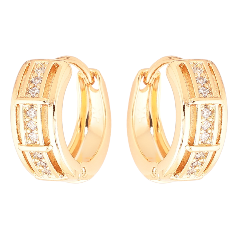 Серьги Xuping Позолота 18K колечки Узор с дорожкой циркония фото №1 Серьги Xuping Позолота 18K колечки Узор с дорожкой циркония фото №1