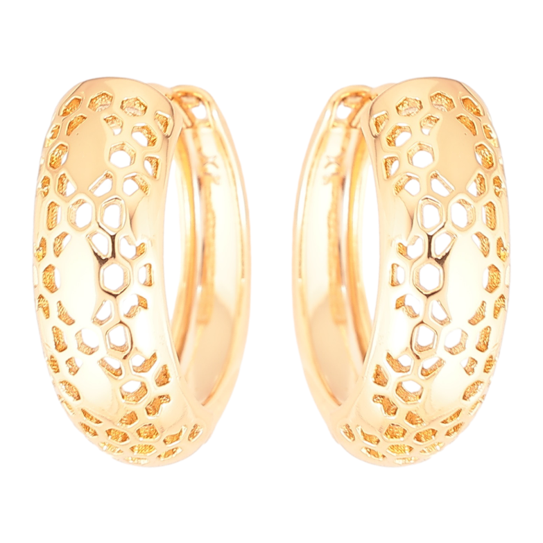 Сережки Xuping Позолота 18K колечка «Різьблений візерунок» фото №1