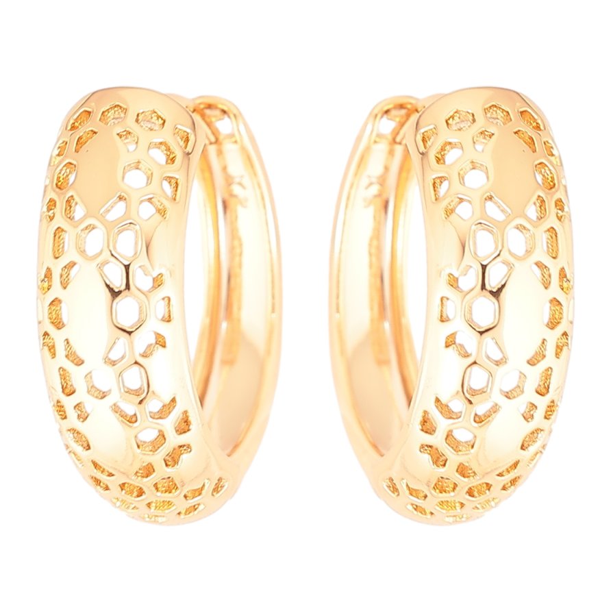 Сережки Xuping Позолота 18K колечка «Різьблений візерунок» фото №1 Сережки Xuping Позолота 18K колечка «Різьблений візерунок» фото №1