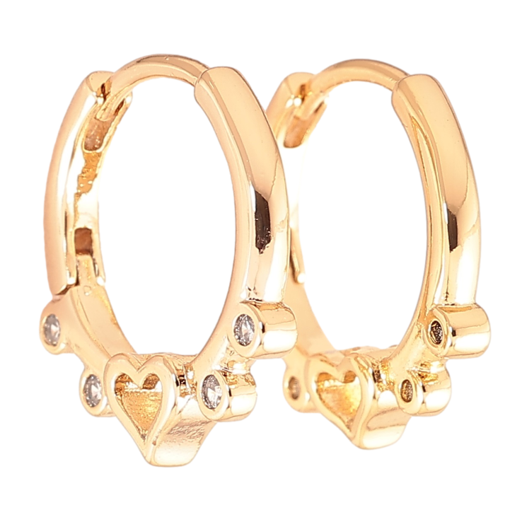 Серьги Xuping Позолота 18K колечки Боковой узор сердечки с цирконием фото №15