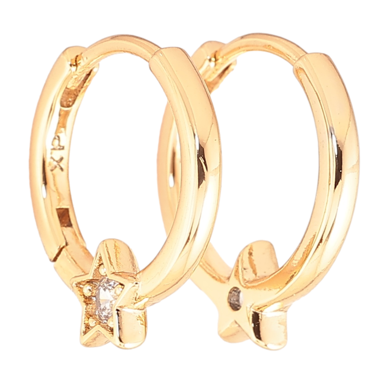 Серьги Xuping Позолота 18K колечки Боковой узор звездочки с цирконием фото №1 Серьги Xuping Позолота 18K колечки Боковой узор звездочки с цирконием фото №1