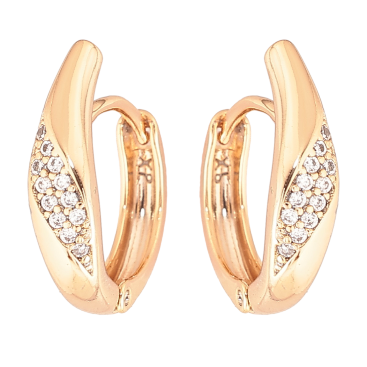 Сережки Xuping Позолота 18K колечка «Візерунок з цирконієм» фото №1