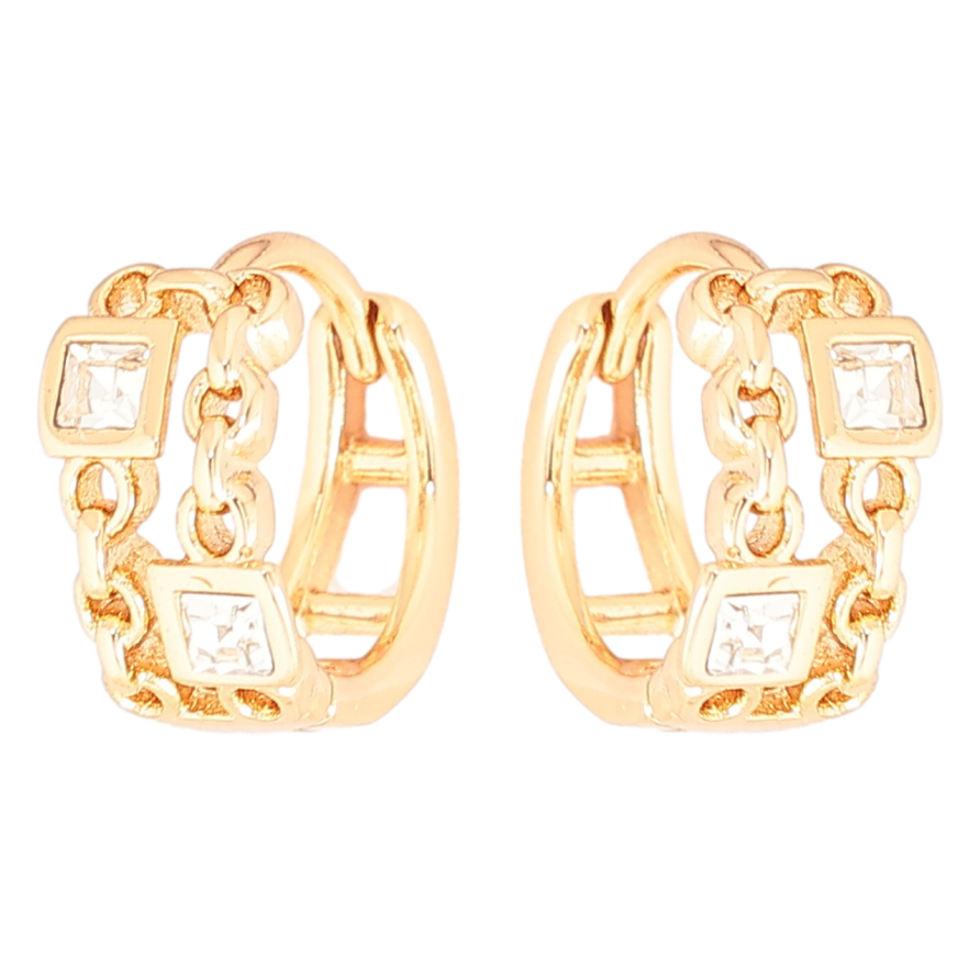 Сережки Xuping Позолота 18K колечка «Візерунок ланцюжок з кристалами» фото №1 Сережки Xuping Позолота 18K колечка «Візерунок ланцюжок з кристалами» фото №1