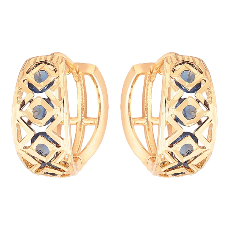 Серьги Xuping Позолота 18K колечки Узор с синими фианитами фото №1