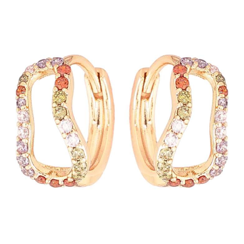 Серьги Xuping Позолота 18K колечки Фигурные с разноцветным цирконием фото №1 Серьги Xuping Позолота 18K колечки Фигурные с разноцветным цирконием фото №1