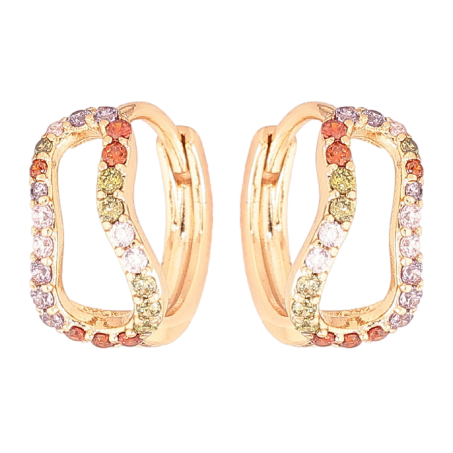 Серьги Xuping Позолота 18K колечки Фигурные с разноцветным цирконием фото №1 Серьги Xuping Позолота 18K колечки Фигурные с разноцветным цирконием фото №1