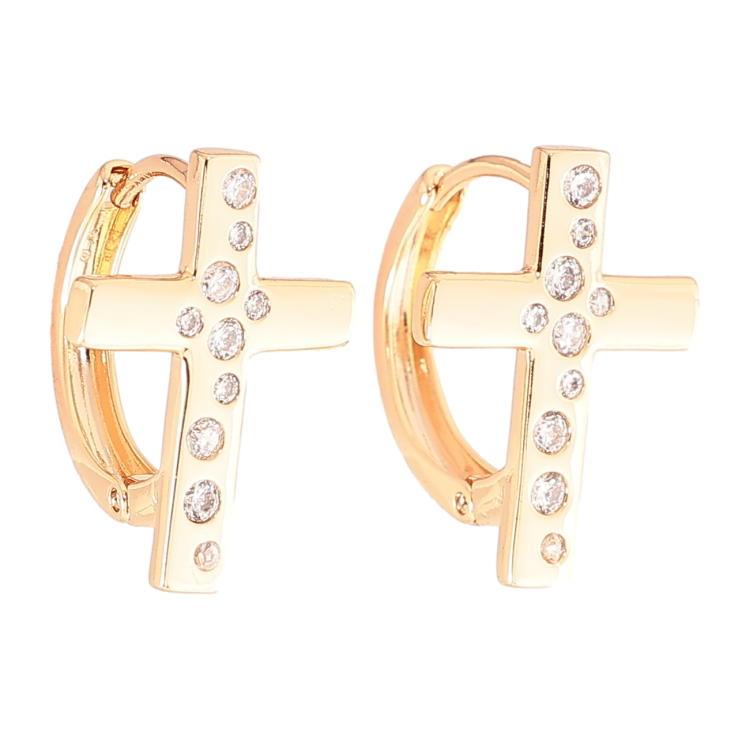 Серьги Xuping Позолота 18K колечки Крестики с цирконием фото №2 Серьги Xuping Позолота 18K колечки Крестики с цирконием фото №2