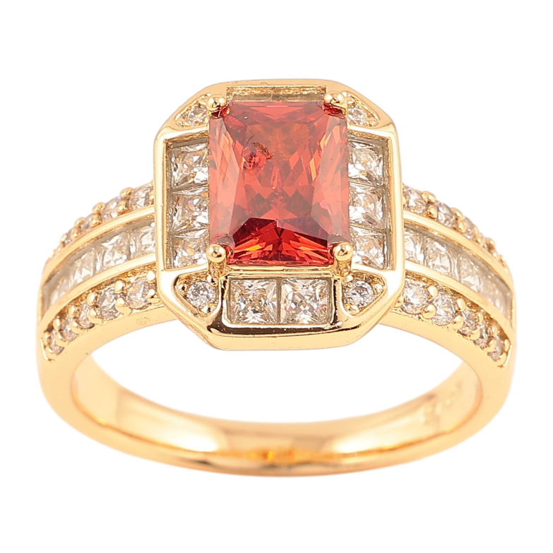 Каблучка Xuping Позолота 18K «Червоний фіаніт в обрамленні цирконію» фото №1