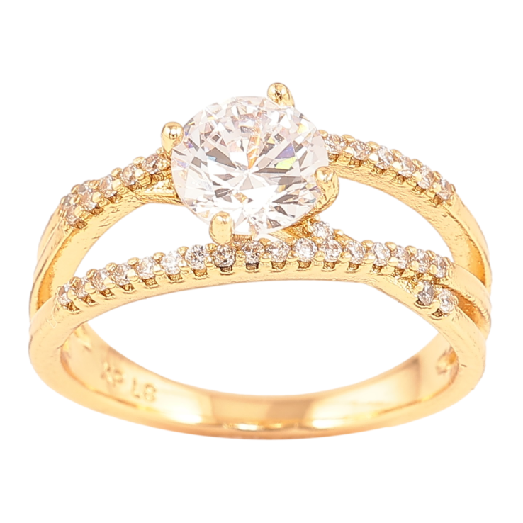 Кольцо Xuping Позолота 18K Дорожки циркония с фианитом фото №2