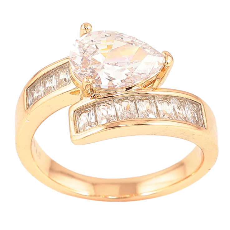 Кольцо Xuping Позолота 18K Кристальная капля на дорожке циркония фото №25