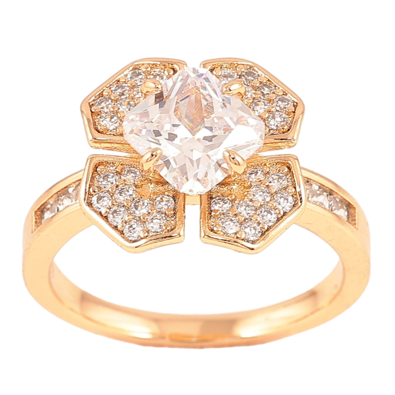 Кольцо Xuping Позолота 18K Кристальный цветок фото №2