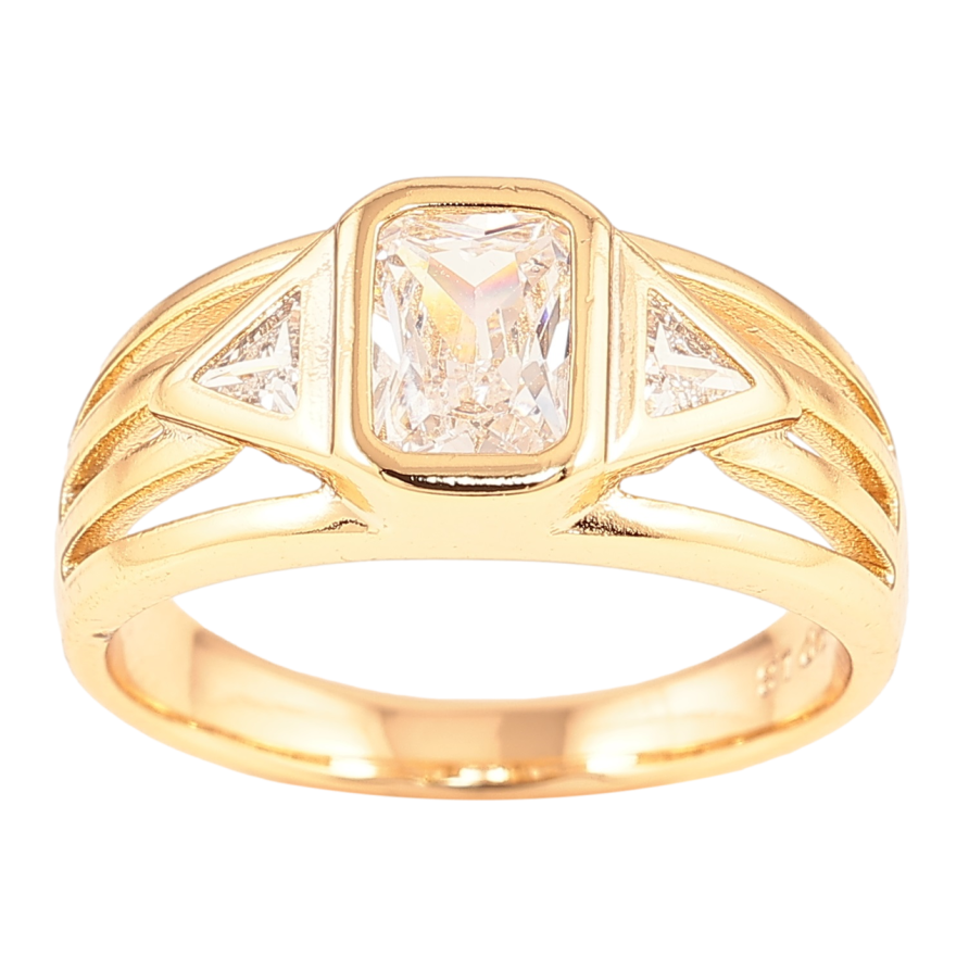 Кольцо Xuping Позолота 18K Узор с тремя кристаллами фото №1