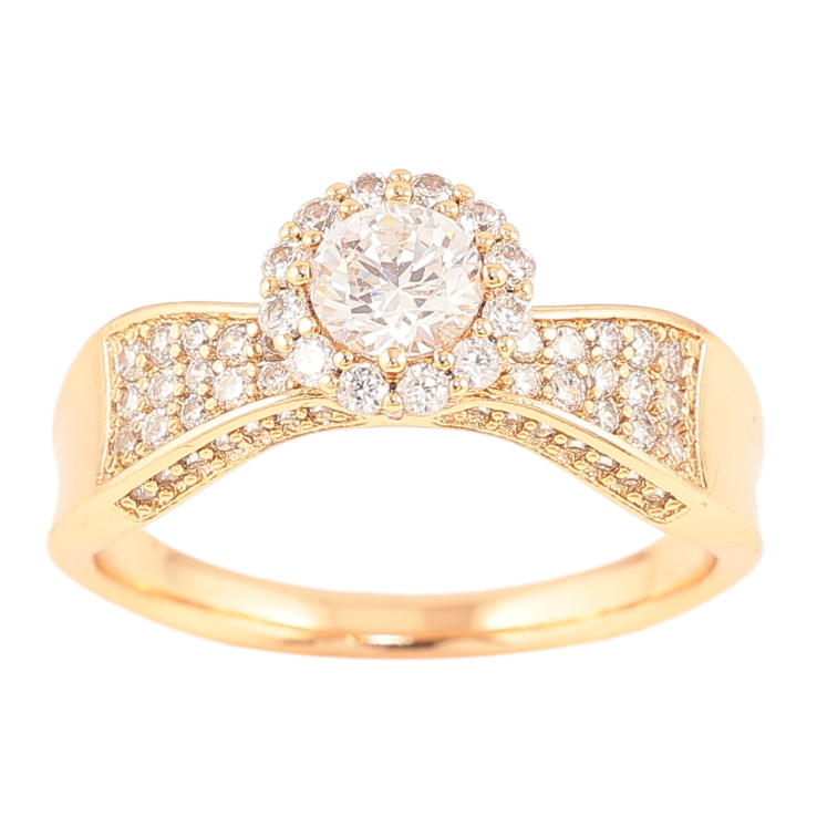 Кольцо Xuping Позолота 18K Инкрустация цирконием фото №4