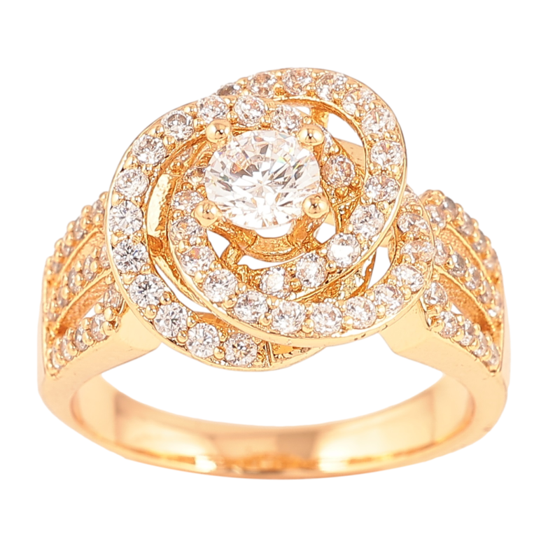 Кольцо Xuping Позолота 18K Цветок с инкрустацией цирконием фото №1