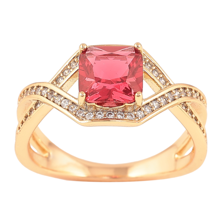 Каблучка Xuping Позолота 18K «Доріжки цирконію з червоним фіанітом» фото №1