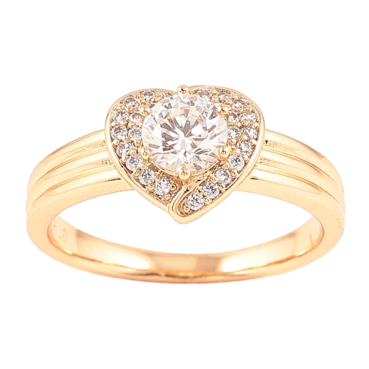 Кольцо Xuping Позолота 18K Сердце с цирконием фото №7