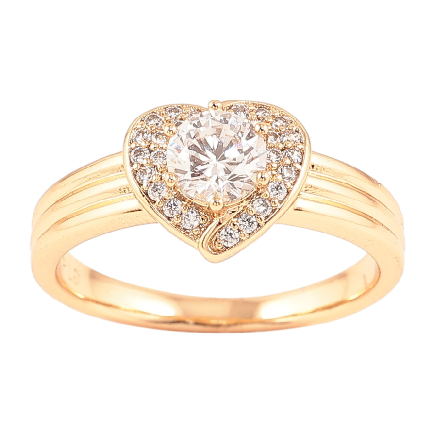 Кольцо Xuping Позолота 18K Сердце с цирконием фото №1