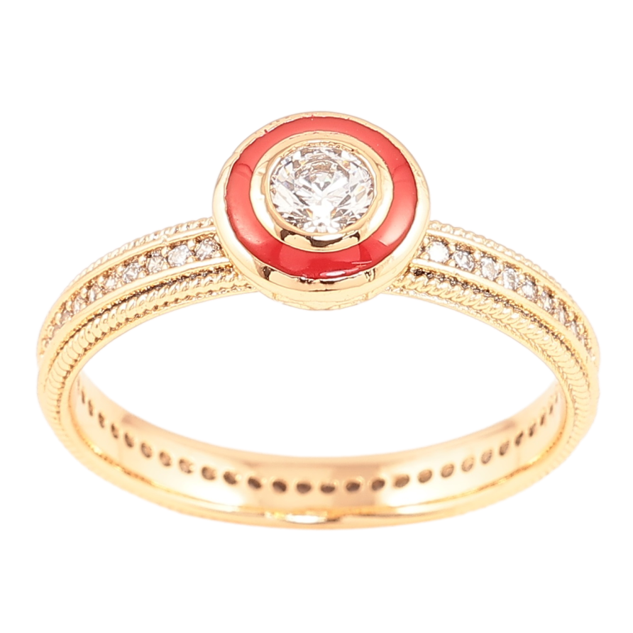 Кольцо Xuping Позолота 18K Фианит в колечке красной эмали фото №1