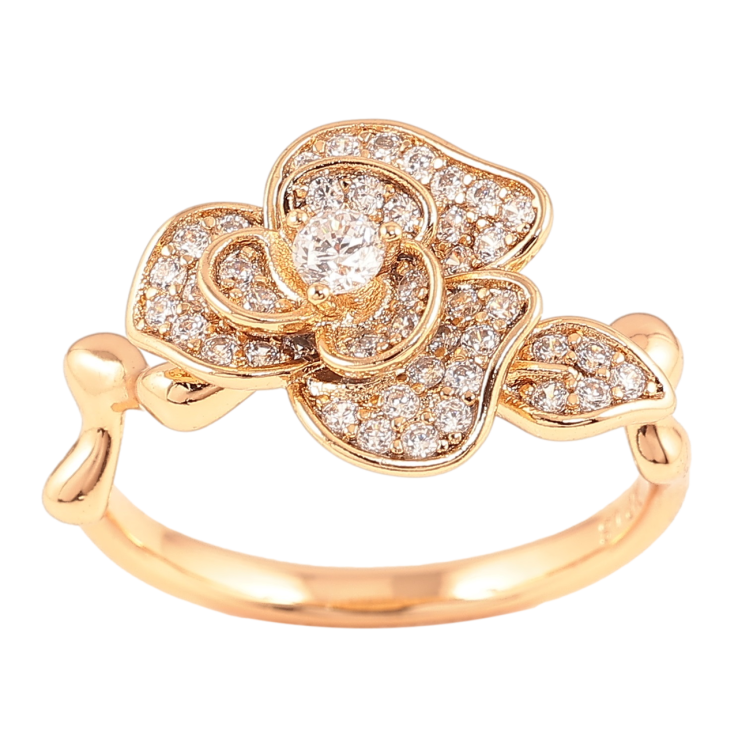 Кольцо Xuping Позолота 18K Цветок с инкрустацией цирконием фото №11