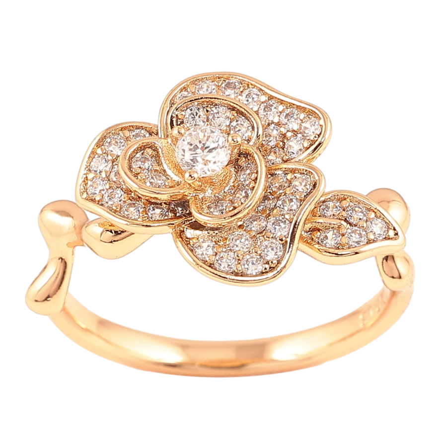 Кольцо Xuping Позолота 18K Цветок с инкрустацией цирконием фото №1