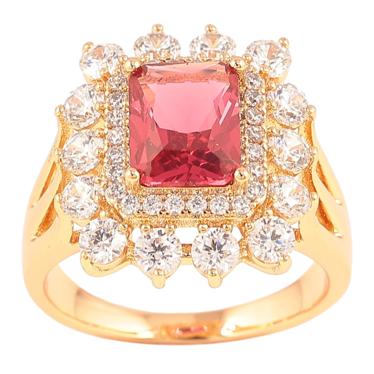 Кольцо Xuping Позолота 18K Инкрустация цирконием и малиновым фианитом фото №18