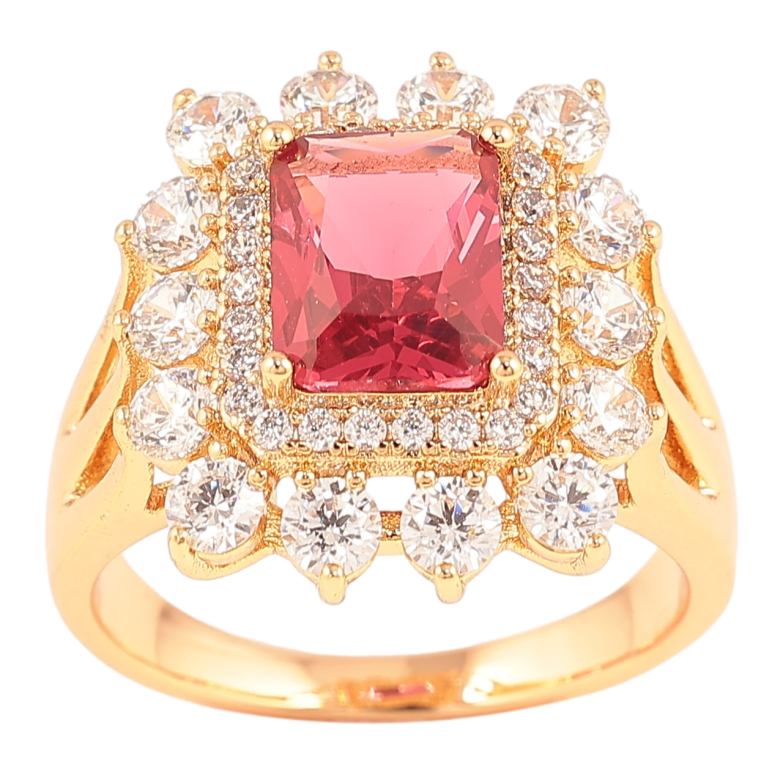 Каблучка Xuping Позолота 18K «Інкрустація цирконієм і малиновим фіанітом» фото №1