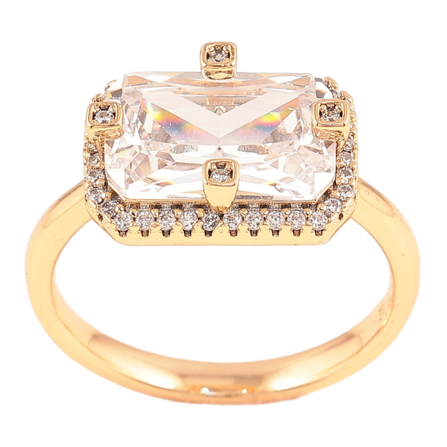 Кольцо Xuping Позолота 18K Фианит в декоративном обрамлении циркония фото №1