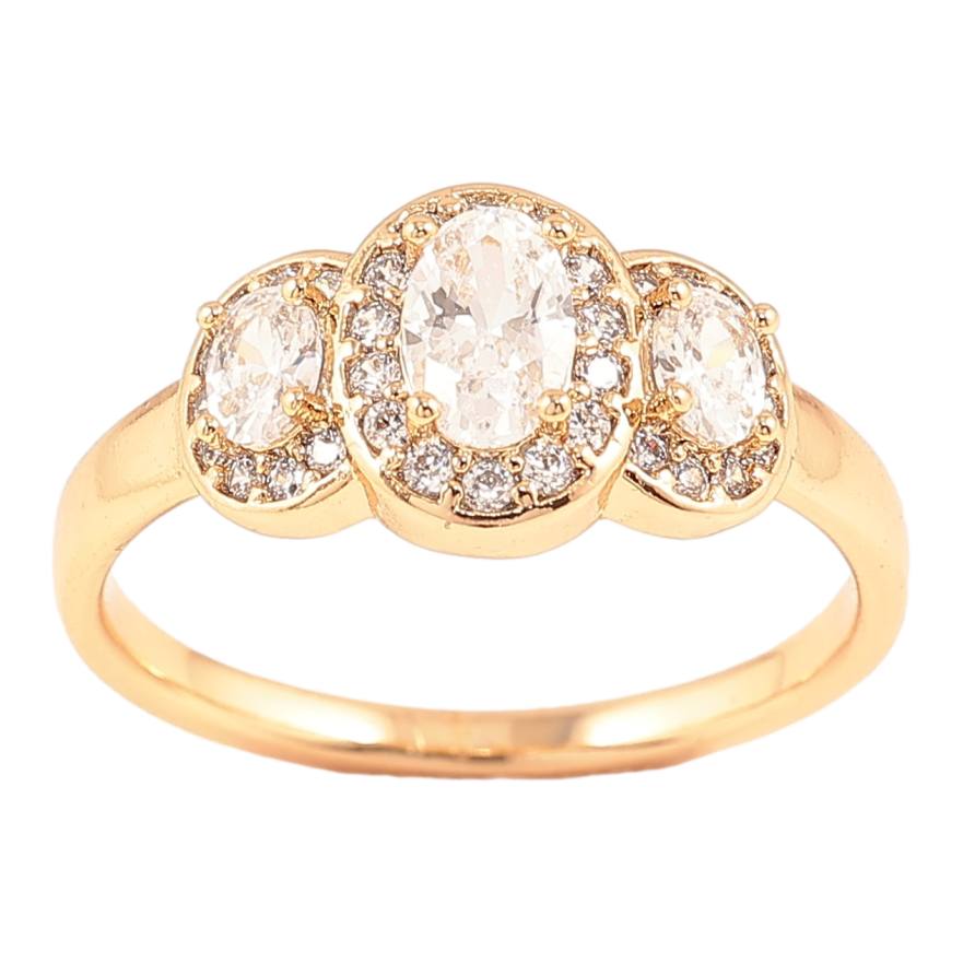 Кольцо Xuping Позолота 18K Три фианита в обрамлении циркония фото №1