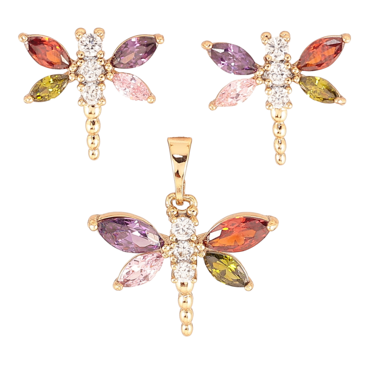 Набір Xuping Позолота 18K Сережки Кулон «Бабки з кольоровими фіанітами та цирконієм» фото №16