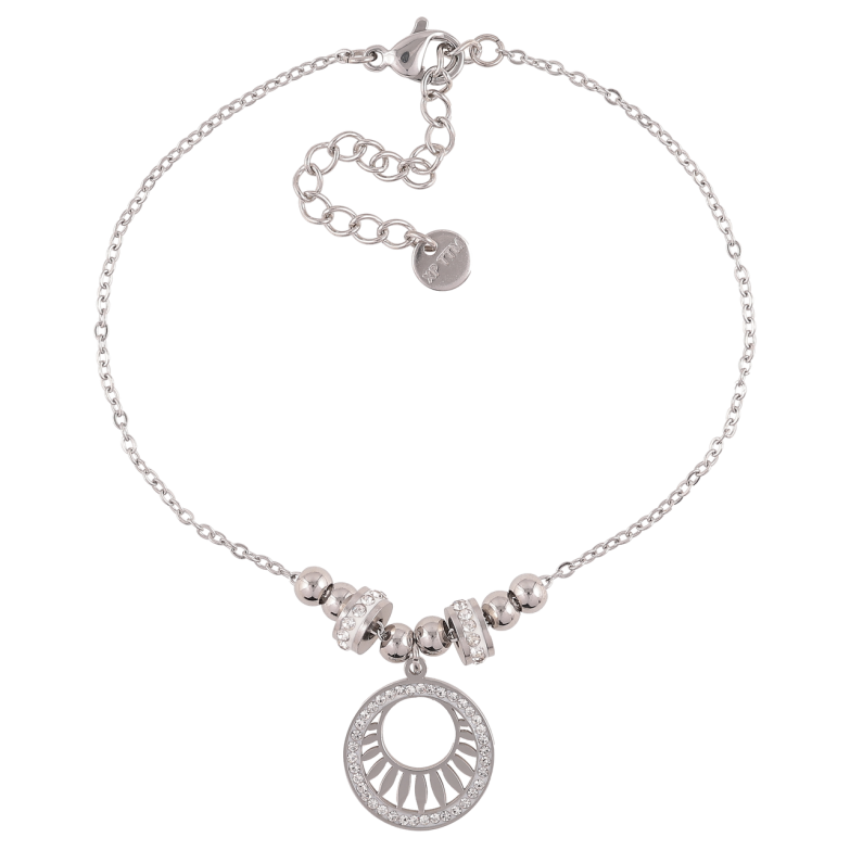 Браслет Xuping ТТМ Stainless Steel цвет Родий Цепочка с бусинами и подвеской с доп.цеп 19-24см х 1.5мм фото №2