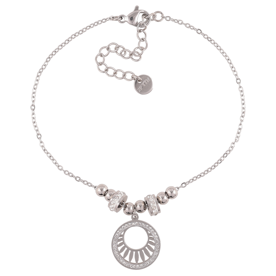 Браслет Xuping ТТМ Stainless Steel цвет Родий Цепочка с бусинами и подвеской с доп.цеп 19-24см х 1.5мм фото №1