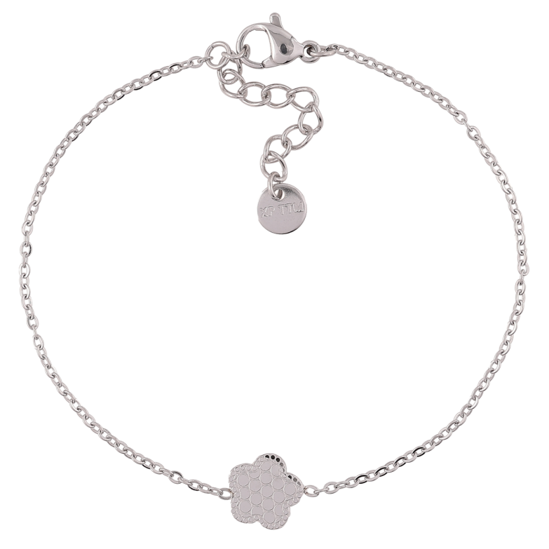 Браслет Xuping ТТМ Stainless Steel цвет Родий Цепочка с вставкой цветок с доп.цеп 18-21см х 1мм фото №1