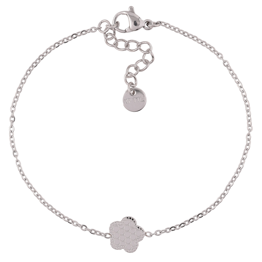 Браслет Xuping ТТМ Stainless Steel колір Родій «Ланцюжок з вставкою квітка» з доп.ланцюгом 18-21см х 1мм фото №1