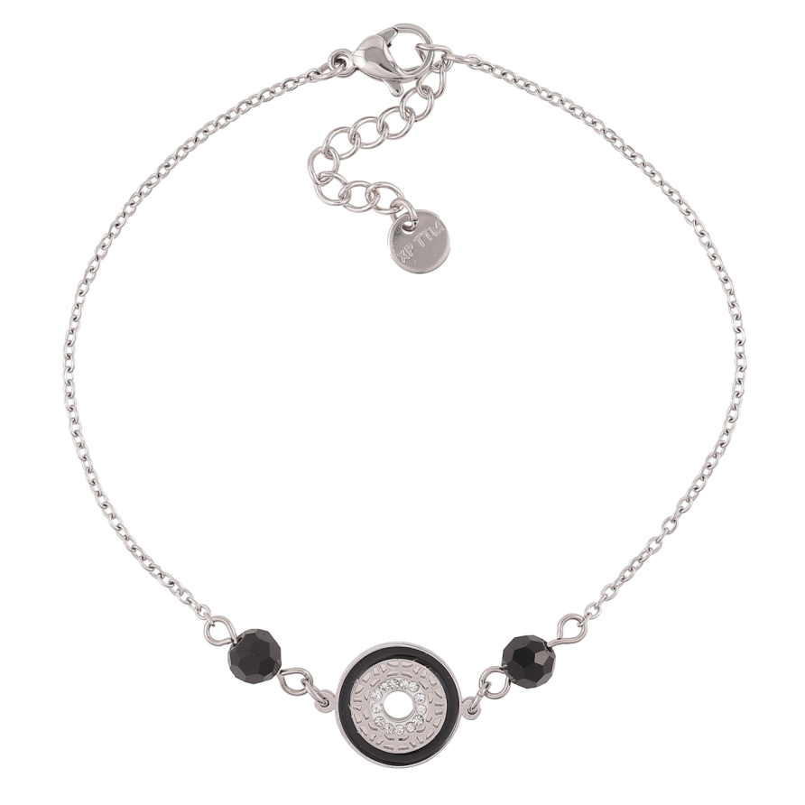 Браслет Xuping ТТМ Stainless Steel колір Родій «Ланцюжок з декоративною вставкою» з доп.ланцюг 19.5-22.см х 1мм фото №1