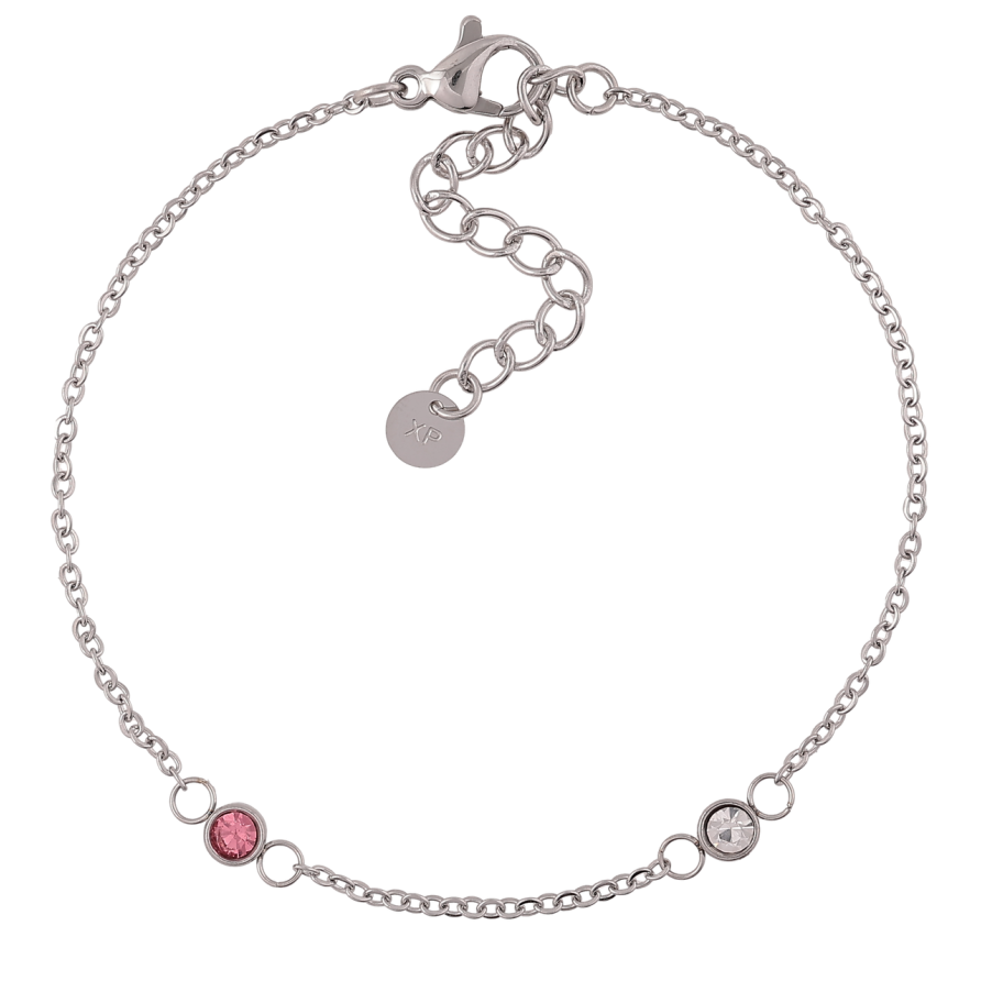 Браслет Xuping ТТМ Stainless Steel цвет Родий Цепочка с цветными кристаллами с доп.цеп 17-21см х 1.5мм фото №1