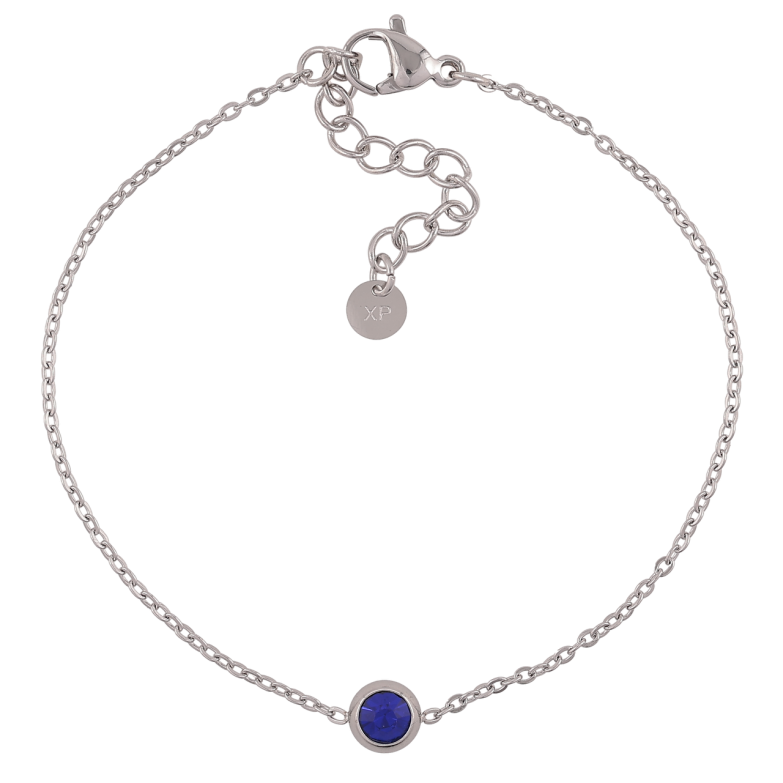 Браслет Xuping ТТМ Stainless Steel колір Родій «Ланцюжок з синім кристалом» з доп.ланцюгом 17-20см х 1мм фото №1