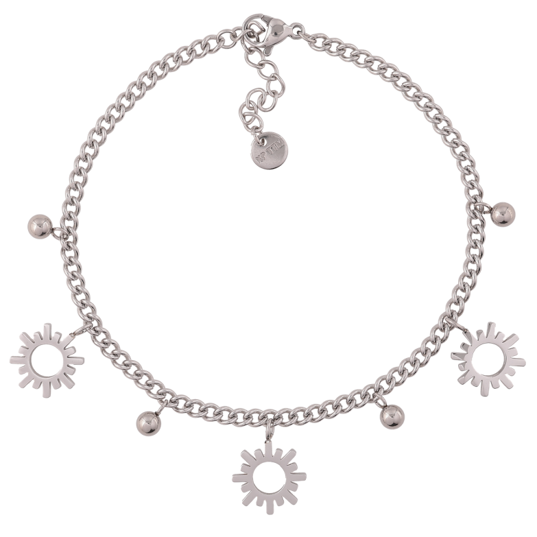 Браслет Xuping ТТМ Stainless Steel цвет Родий Цепочка Панцирная с подвесками с доп.цеп 19.5-22.5см х 3мм фото №1