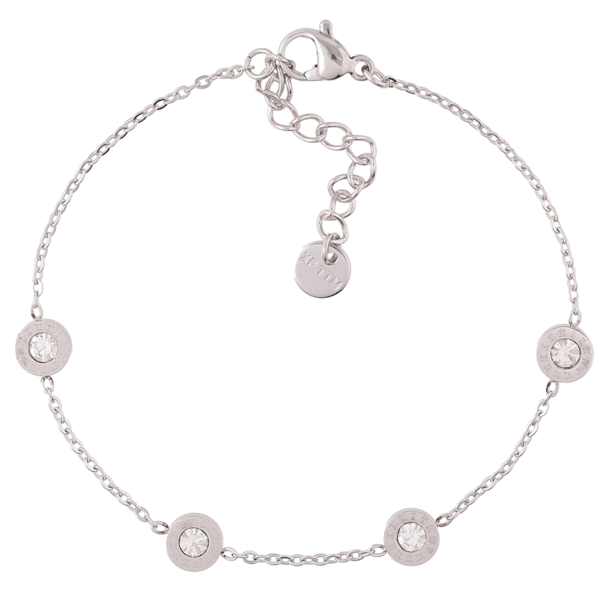 Браслет Xuping ТТМ Stainless Steel цвет Родий Цепочка с декоративными вставками с доп.цеп 17-20см х 1.5мм фото №1